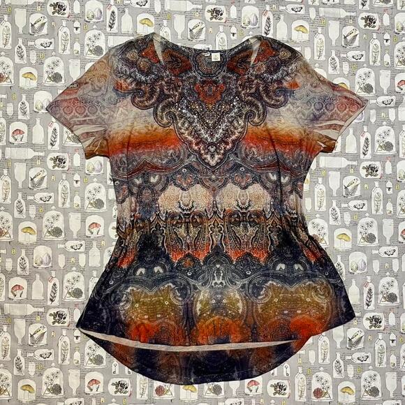 Y2k patterned ombre t shirt - Picture 1 of 6